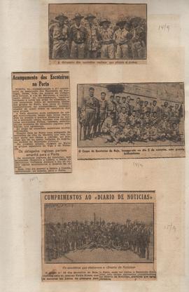 Recortes de jornais desconhecidos:a delegação dos escuteiros ingleses chegou a Lisboa; acampament...