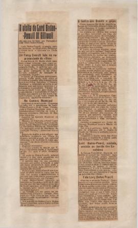 Recorte de jornal desconhecido: "A visita de Lord Baden-Powell of Gillwell"
