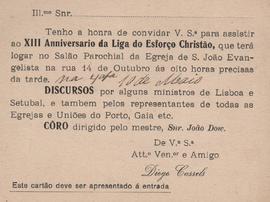 Convite para o XIII aniversário do Esforço Cristão