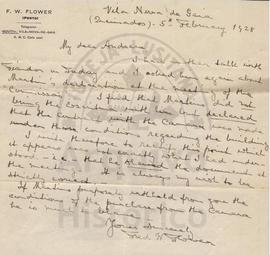 [Carta de Frederic Flower a André Cassels sobre contrato com a câmara para construção de um edifí...