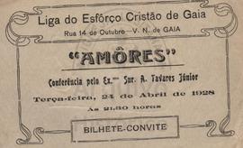 "Amores" Conferência pelo Ex.mo Snr. A. Tavares Júnior