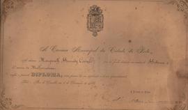 Diploma concedido pela Câmara Municipal do Porto a Margareth Cassels, pela distinção em história ...
