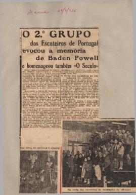 "O Século": O 2º grupo dos Escuteiros de Portugal evocou a memória de Baden Powell e ho...