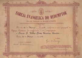 Certificado de confirmação de Ana Fiandor