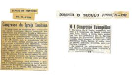 [Notícias do jornal "O Século" e do "Diário de Notícias" sobre o I congresso ...