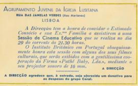 [Convite do agrupamento juvenil de Lisboa da Igreja Lusitana]